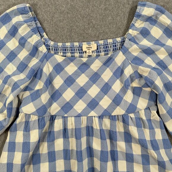 Entro Blue and White Checkered Blouse - Picture 3 of 10